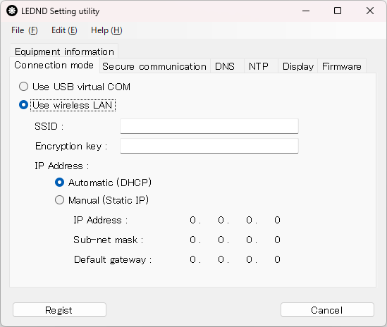 LEDND Setting In case of wireless LAN