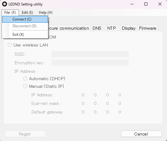 LEDND Setting Click File-Connect