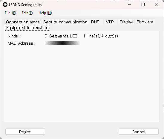 LEDND Setting Equipment information