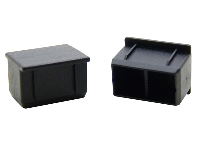 SFPECK-B0　SFP形状のケージ用キャップ(黒)　つまみなし　内側リブあり　外側リブあり