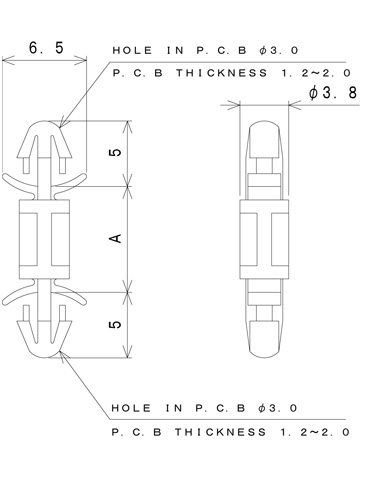 TSDEシリーズ 寸法図 ワンタッチスペーサー one-touch-spacer