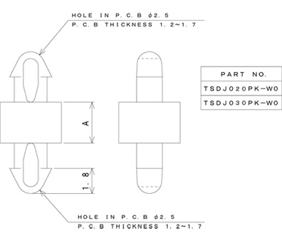 TSDJシリーズ 寸法図 ワンタッチスペーサー one-touch-spacer