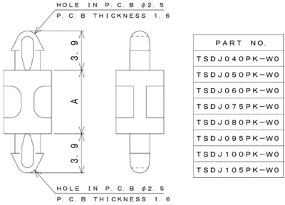 TSDJシリーズ 寸法図 ワンタッチスペーサー one-touch-spacer