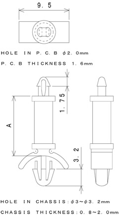 TSDKシリーズ 寸法図 ワンタッチスペーサー one-touch-spacer