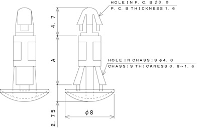 TSPAシリーズ 寸法図 ワンタッチスペーサー one-touch-spacer