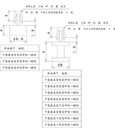 TSSAシリーズ 寸法図 ワンタッチスペーサー one-touch-spacer