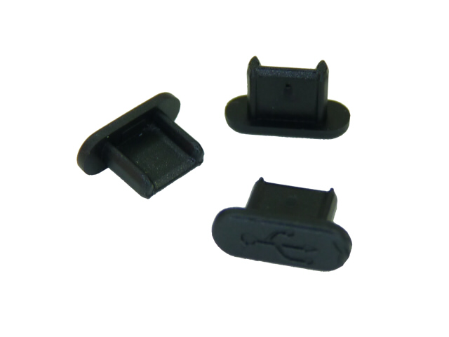 USBMCBLCK-B0　USB Micro-B用 コネクタキャップ(ロングタイプ)　(黒)　つまみなし